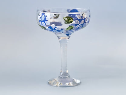 Hand-painted Coupe Glass | Hamptons Hydrangea