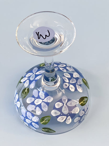 Hand-painted Coupe Glass | Hamptons Hydrangea