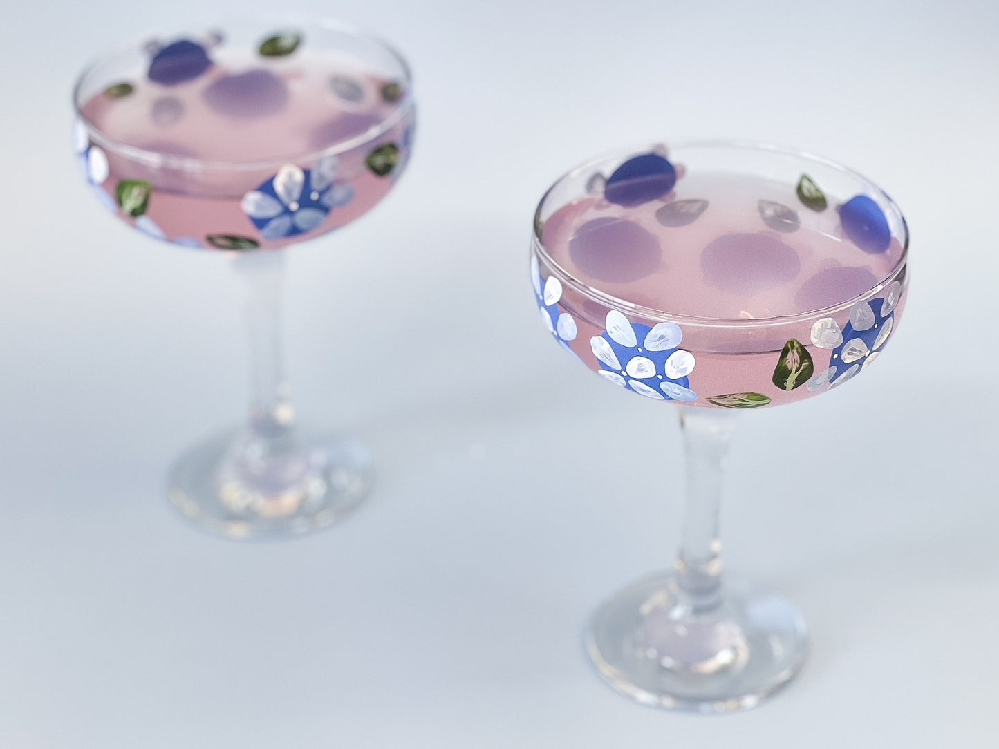 Hand-painted Coupe Glass | Hamptons Hydrangea