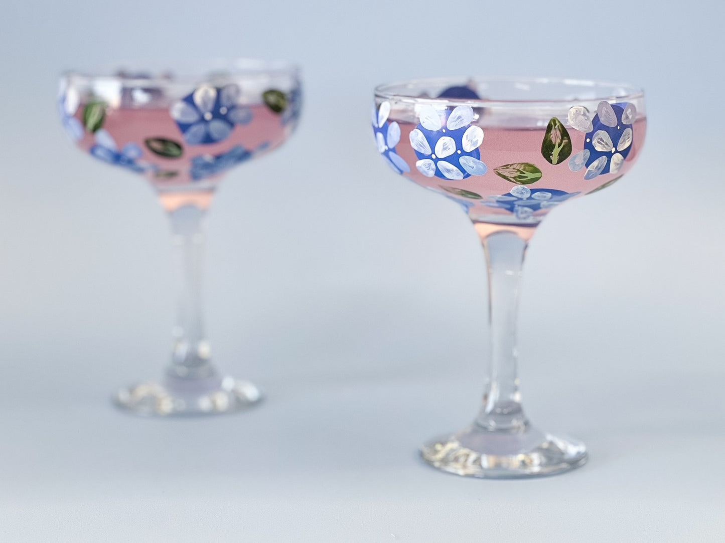Hand-painted Coupe Glass | Hamptons Hydrangea