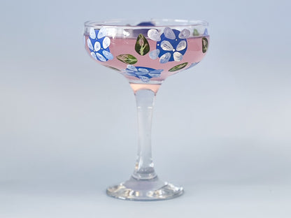 Hand-painted Coupe Glass | Hamptons Hydrangea