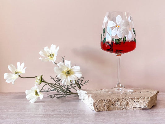 Hand-painted Wine Glass | Cosmos