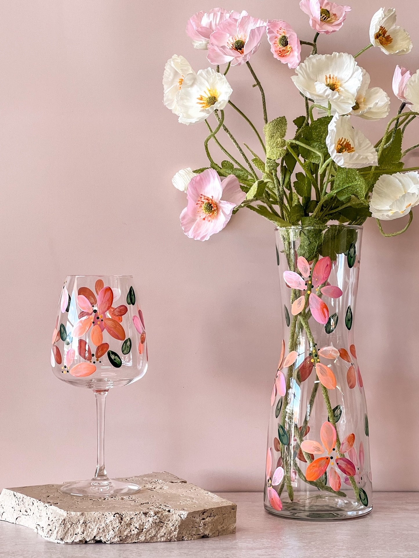 Hand-painted Wine Glass | Poppies