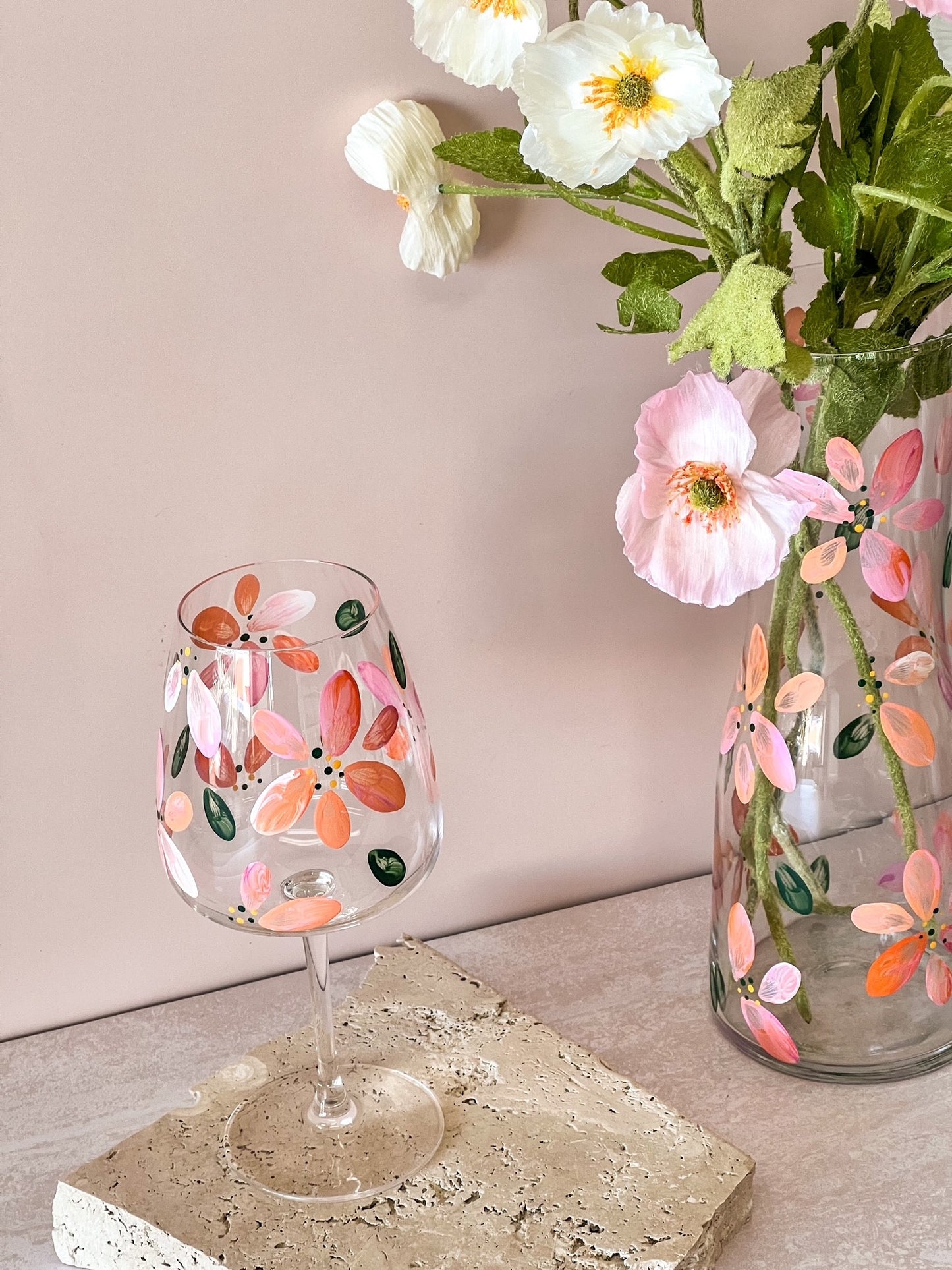 Hand-painted Wine Glass | Poppies