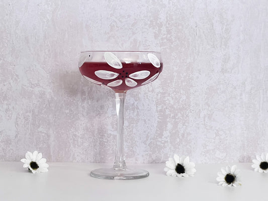 Hand-painted Coupe Glass | Mono Daisy