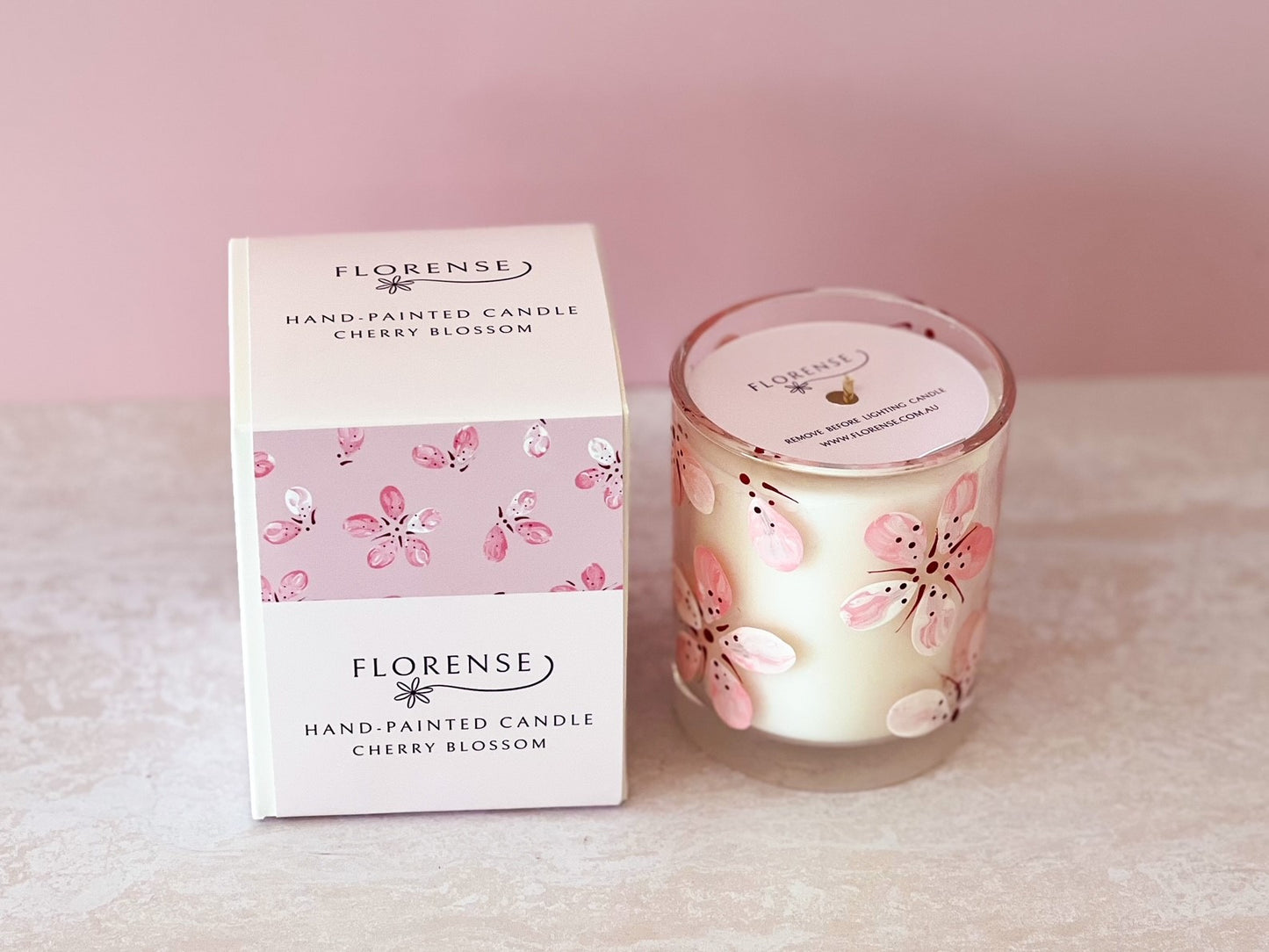 Hand-painted Candle | Cherry Blossom