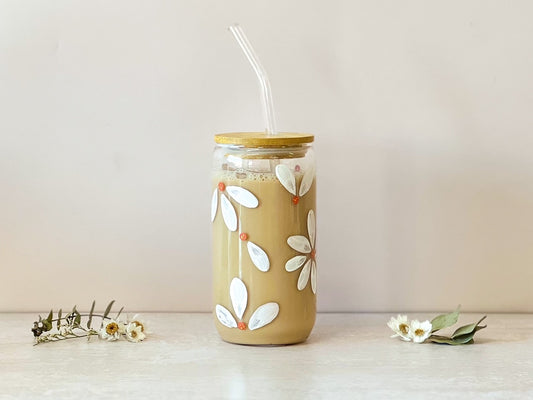 Hand-painted Coffee Can Glass | Daisy