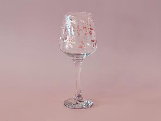 Hand-painted Wine Glass | Daisy Florals - Pink