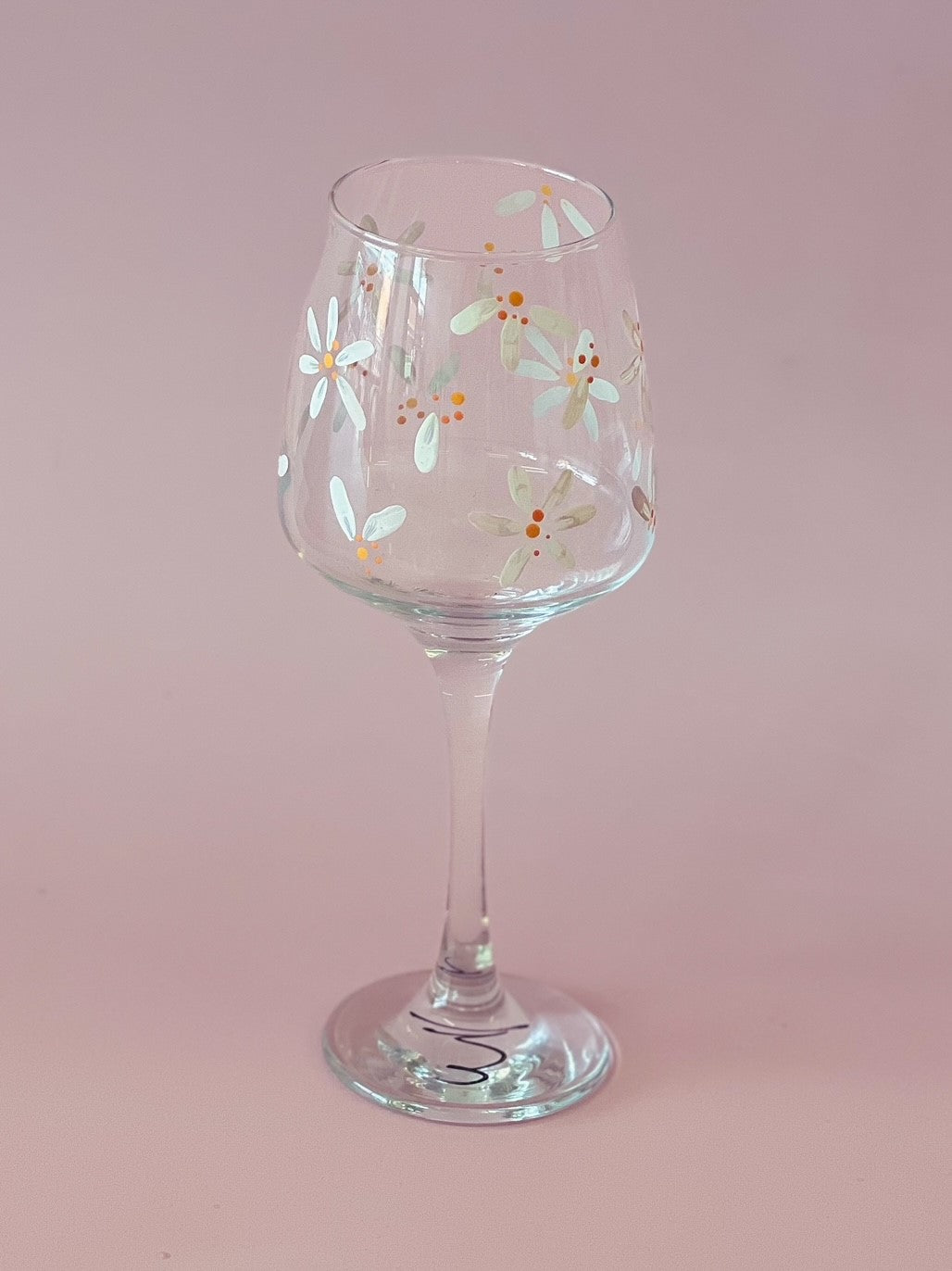 Hand-painted Wine Glass | Daisy Florals - White