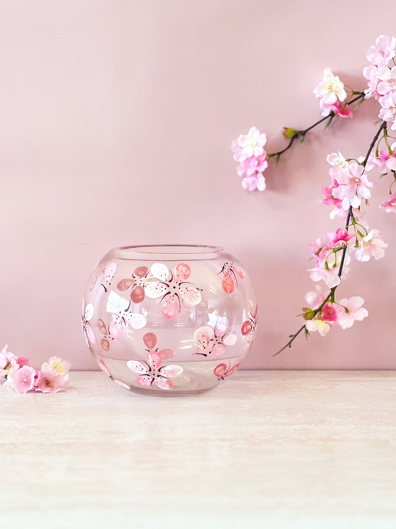 Hand-painted Round Vase | Cherry Blossom