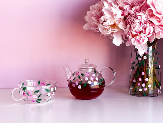 Hand-painted Tea for One Set | Peony
