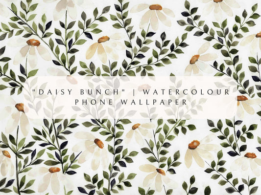Phone Wallpaper Digital Download | "Daisy Bunch" - Watercolour