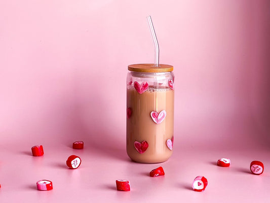 Hand-painted Coffee Can Glass | Hearts