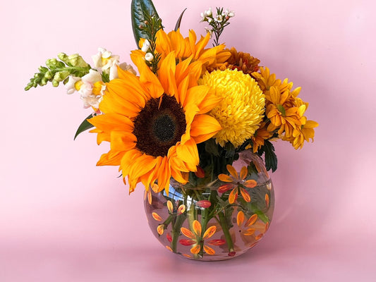Hand-painted Round Vase | Sunflower