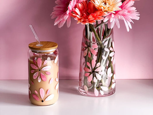 Hand-painted Coffee Can Glass | Gerbera