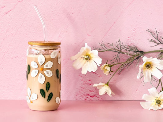 Hand-painted Coffee Can  Glass | Cosmos